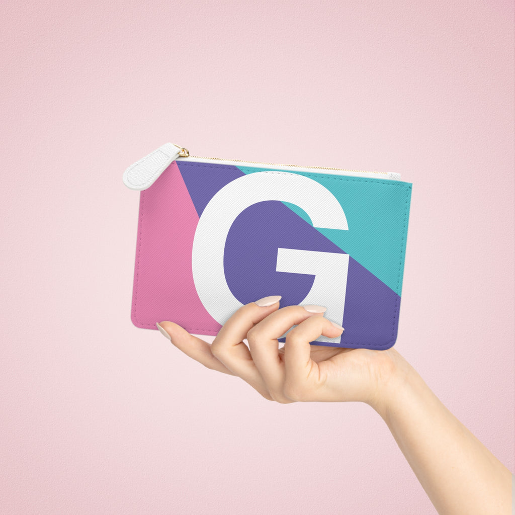 Initial G Mini Clutch — Colorblock Monogram Wristlet Wallet