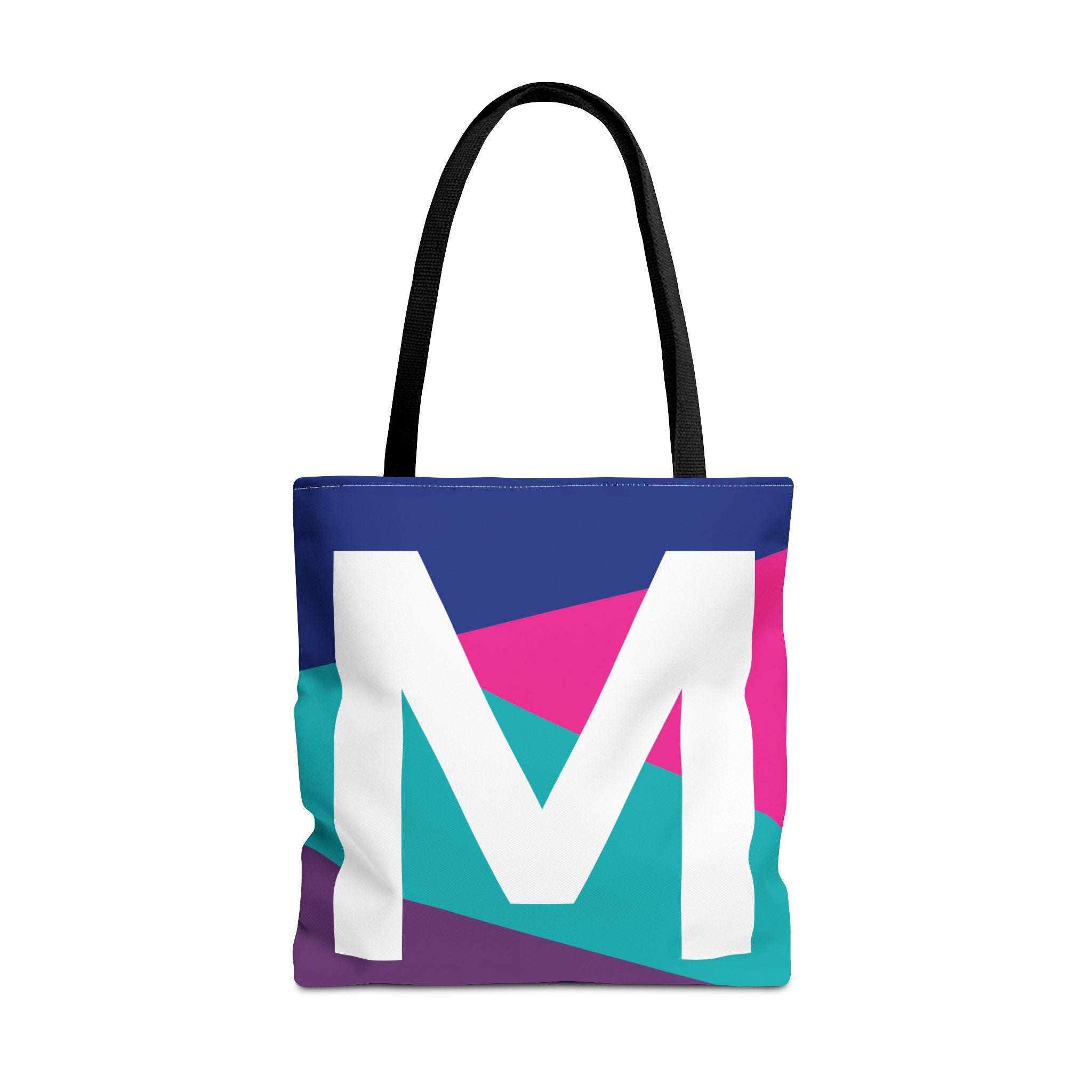 Monogram 'M' Colorblock Tote Bag — Personalized Initial L Shoulder Tote