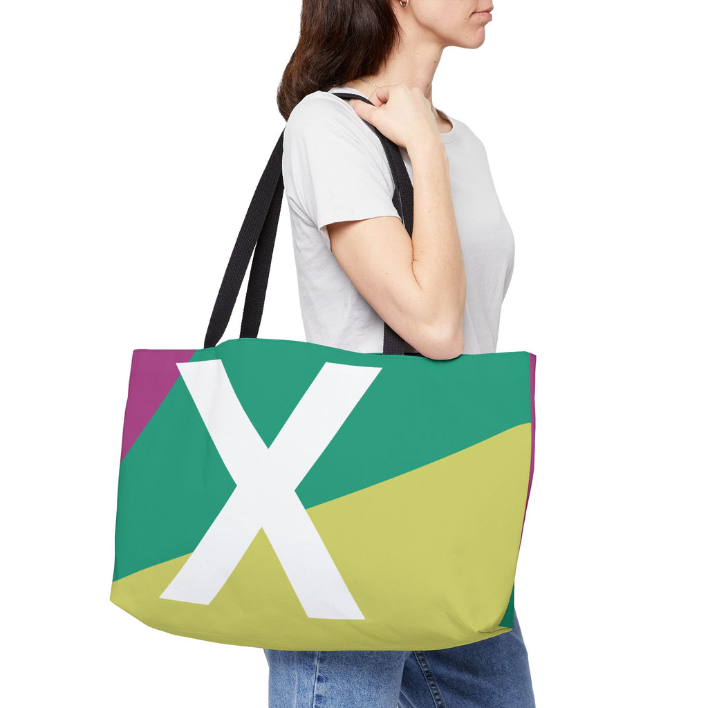 Personalized 'X' Colorblock Tote Bag — Monogram Weekender Tote