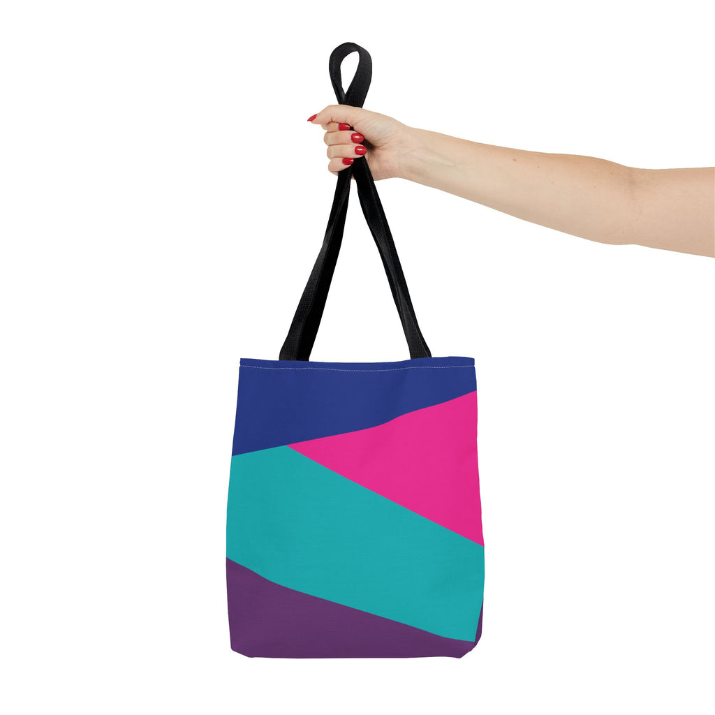 Retro 80s & 90s Inspired Color Block Tote Bag | Stylish Everyday Canvas Shoulder Bag