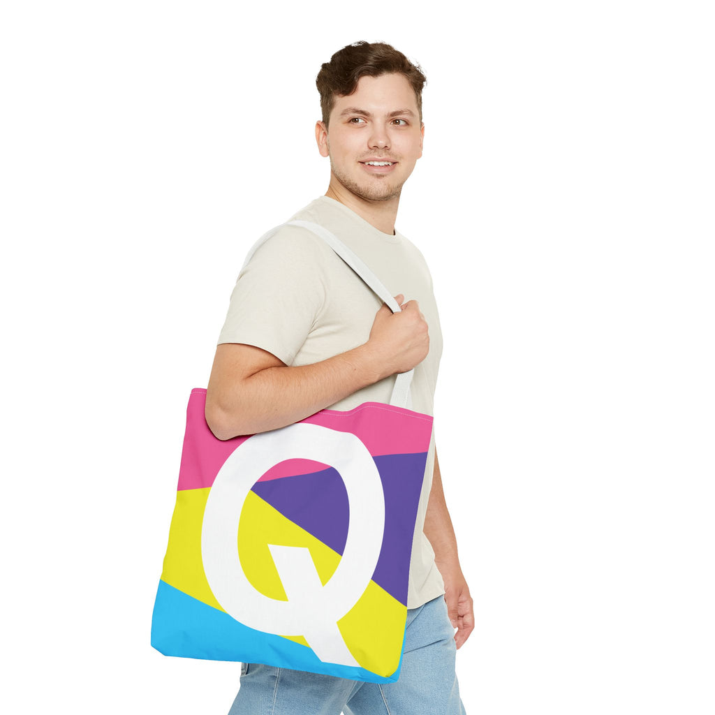 Monogram 'Q' Colorblock Tote Bag — Personalized Initial Q Shoulder Tote
