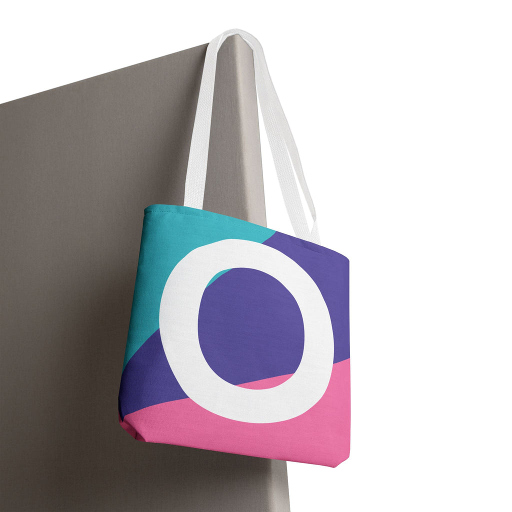 Monogram 'O' Colorblock Tote Bag — Personalized Initial O Shoulder Tote