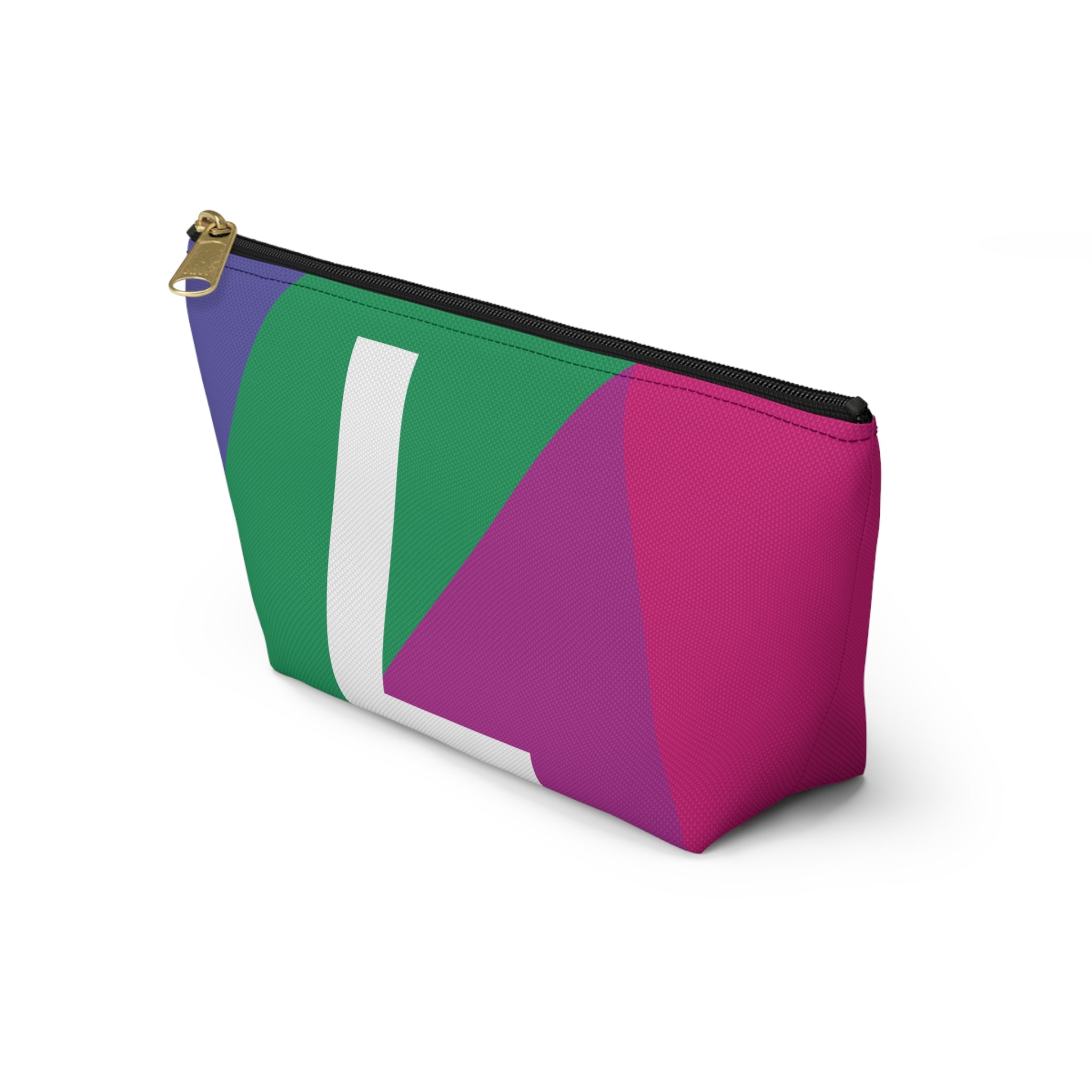 Initials Colorblock Accessory Pouch — Monogram L T-Bottom Cosmetic Bag