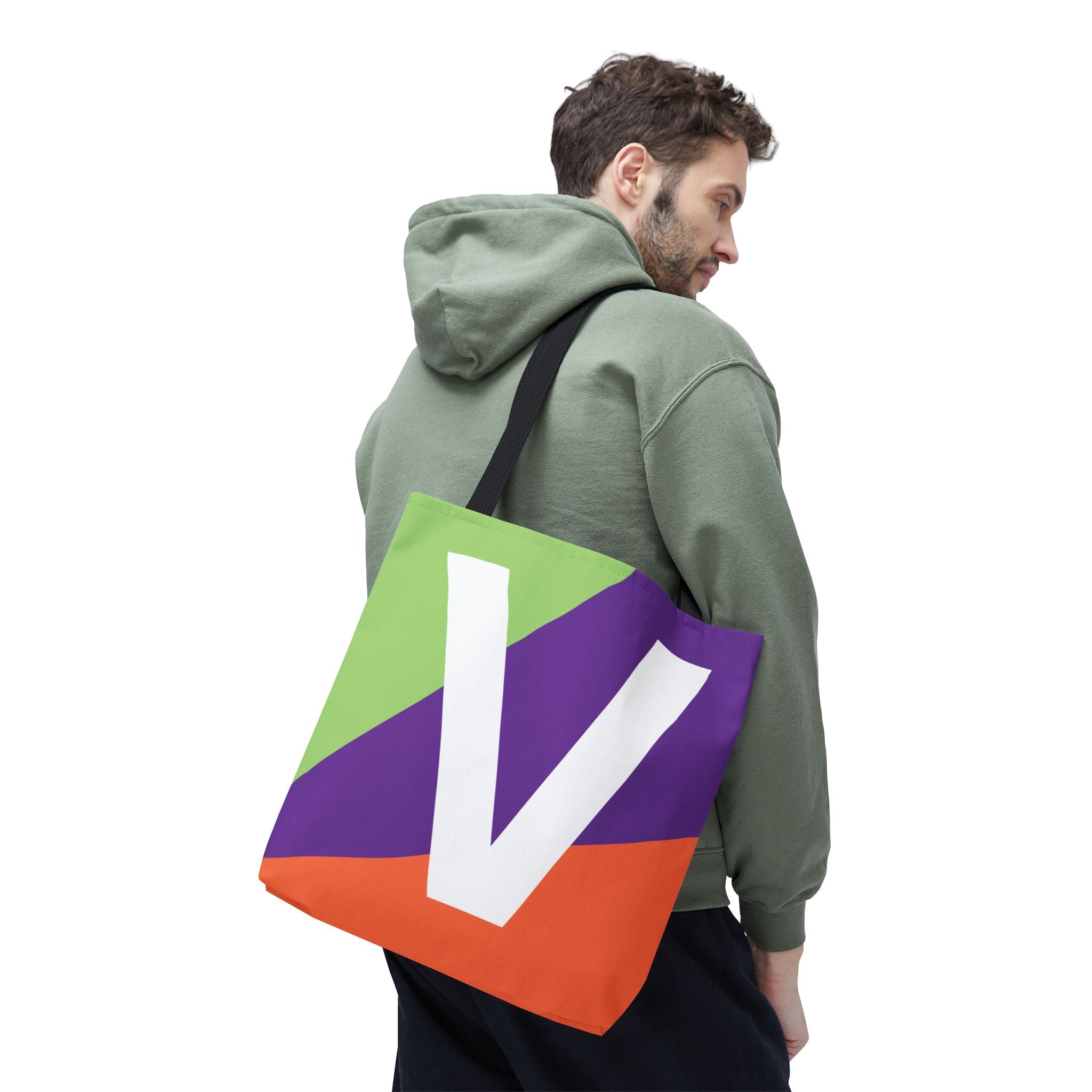 Monogram 'V' Colorblock Tote Bag — Personalized Initial V Shoulder Tote