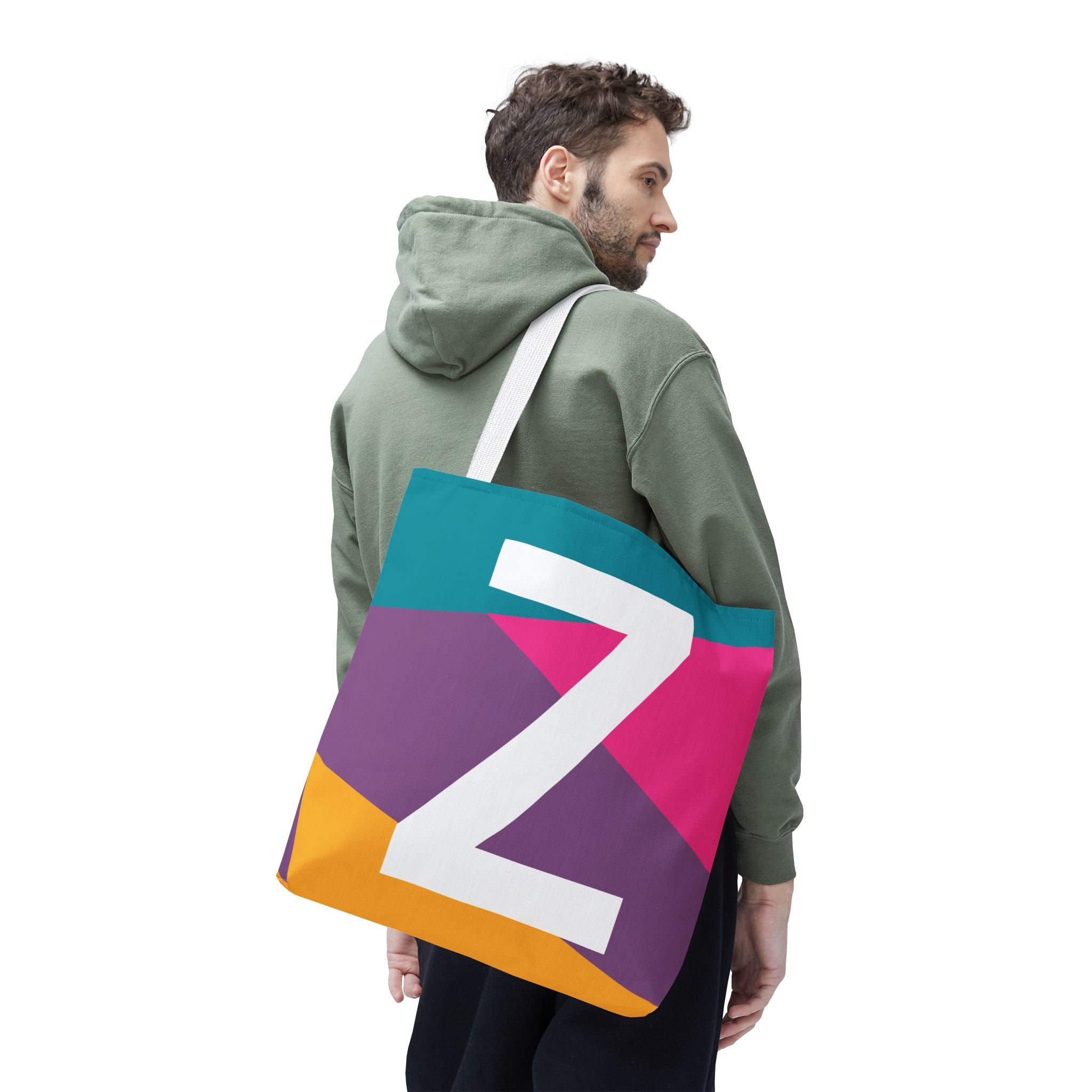 Monogram 'Z' Colorblock Tote Bag — Personalized Initial Z Shoulder Tote