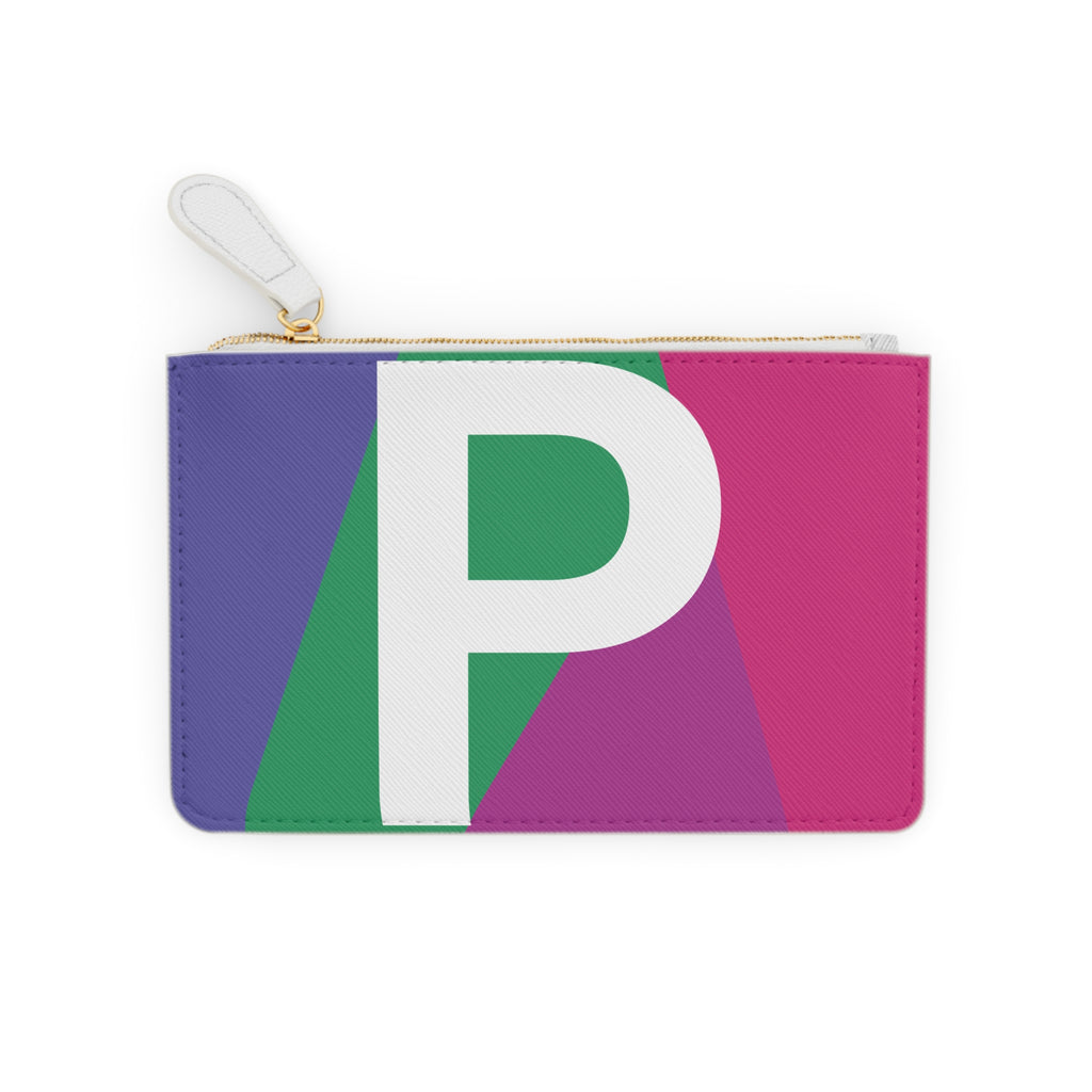 Initial P Mini Clutch — Colorblock Monogram Wristlet Wallet
