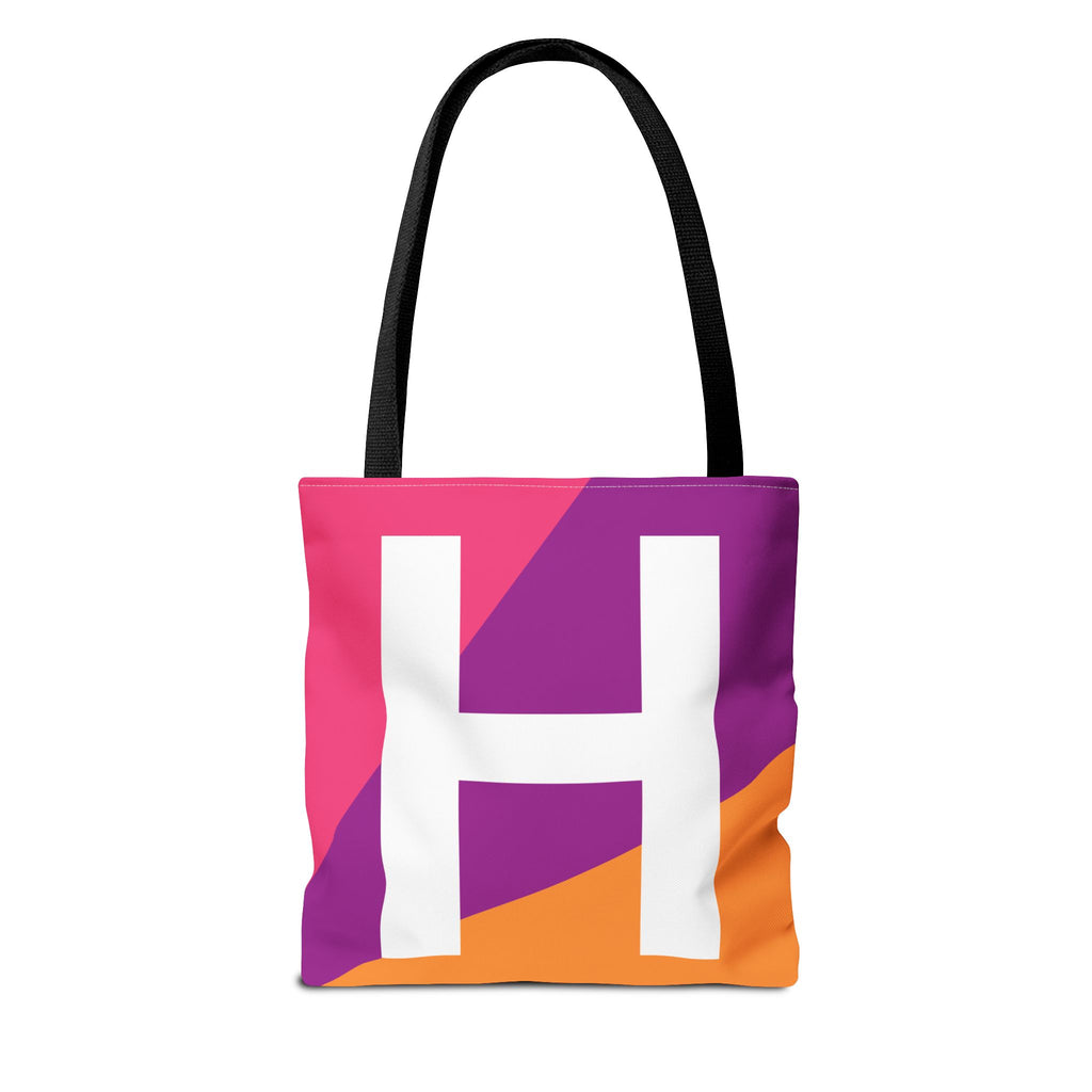 Monogram 'H' Colorblock Tote Bag — Personalized Initial H Shoulder Tote