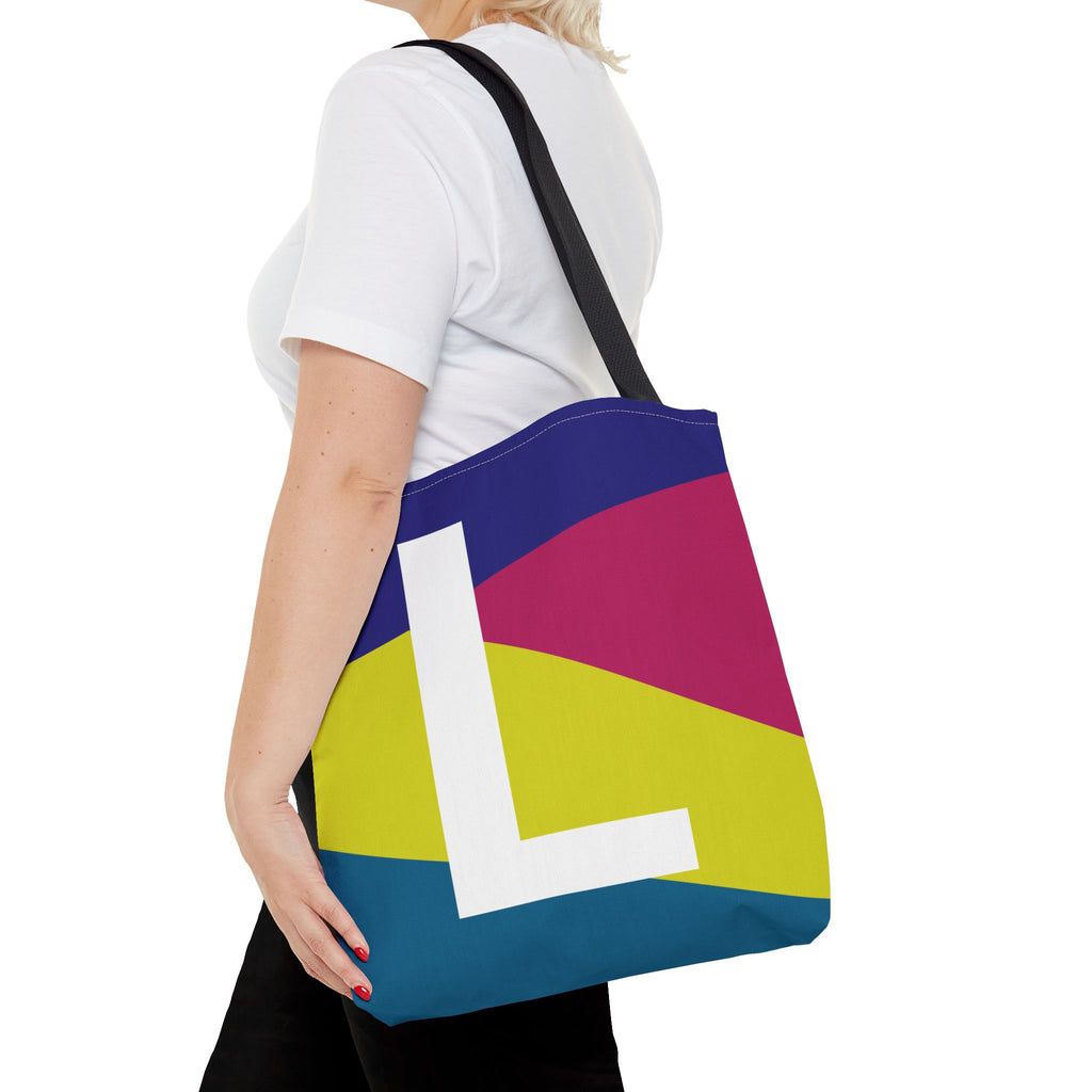 Monogram 'L' Colorblock Tote Bag — Personalized Initial L Shoulder Tote