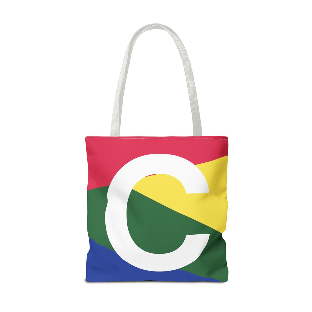 Monogram 'C' Colorblock Tote Bag — Personalized Initial C Shoulder Tote