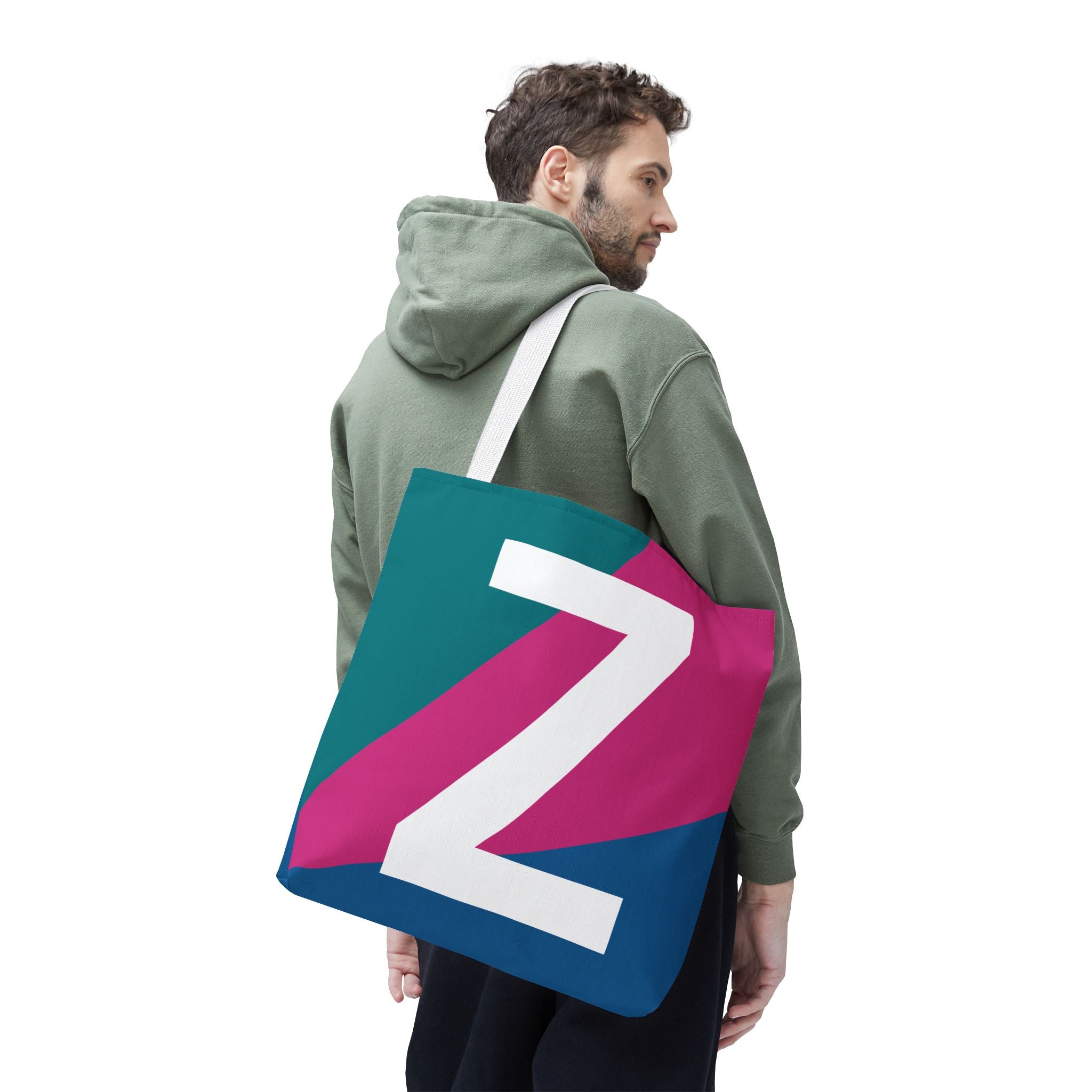 Monogram 'Z' Colorblock Tote Bag — Personalized Initial Z Shoulder Tote