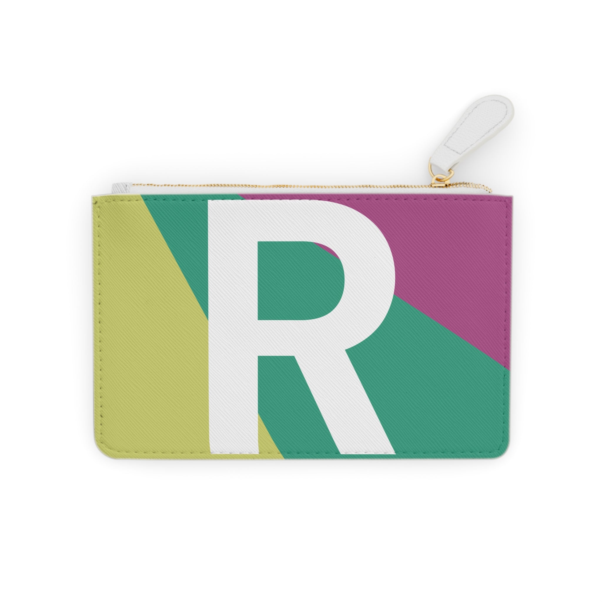 Initial R Mini Clutch — Colorblock Monogram Wristlet Wallet