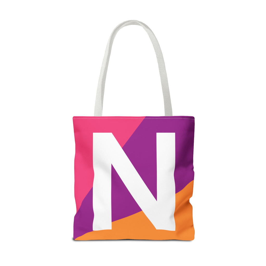 Monogram 'N' Colorblock Tote Bag — Personalized Initial N Shoulder Tote