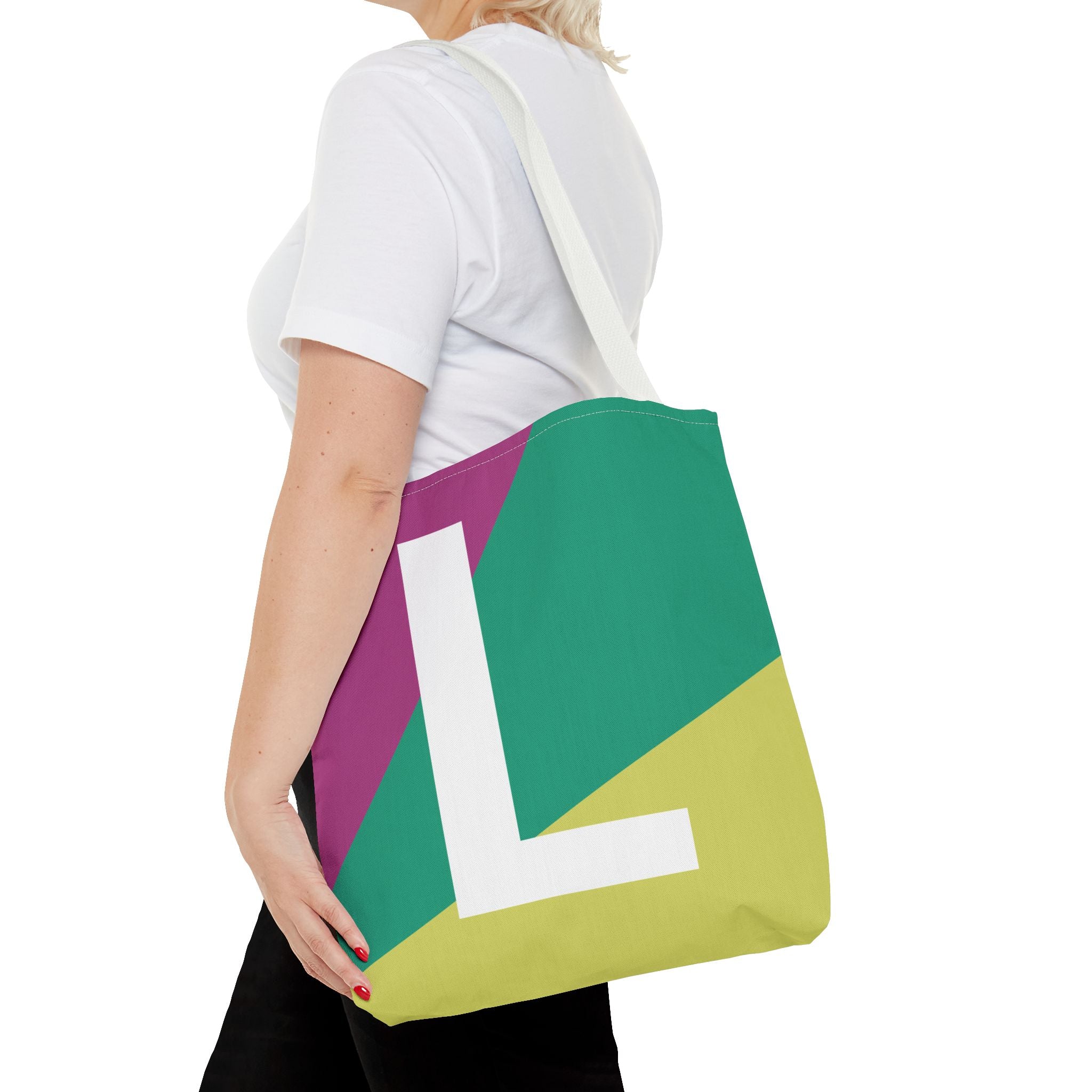 Monogram 'L' Colorblock Tote Bag — Personalized Initial L Shoulder Tote