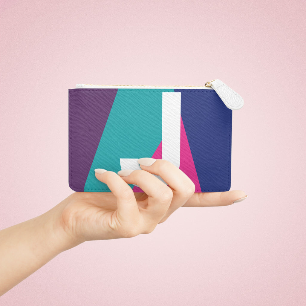 Initial J Mini Clutch — Colorblock Monogram Wristlet Wallet