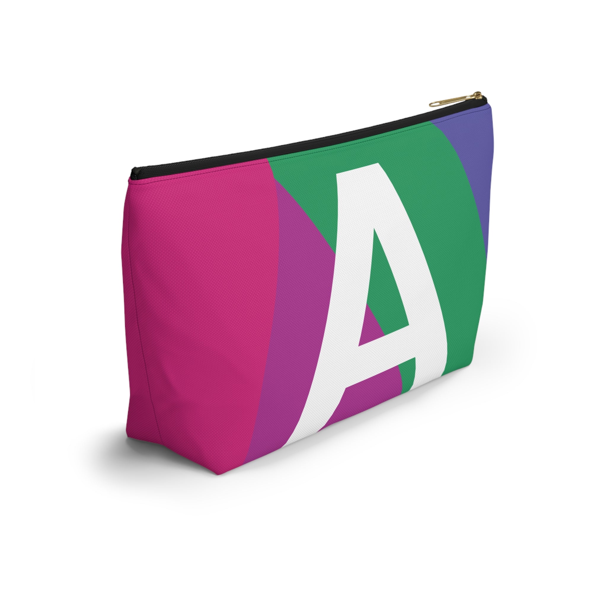 Initials Colorblock Accessory Pouch — Monogram A T-Bottom Cosmetic Bag