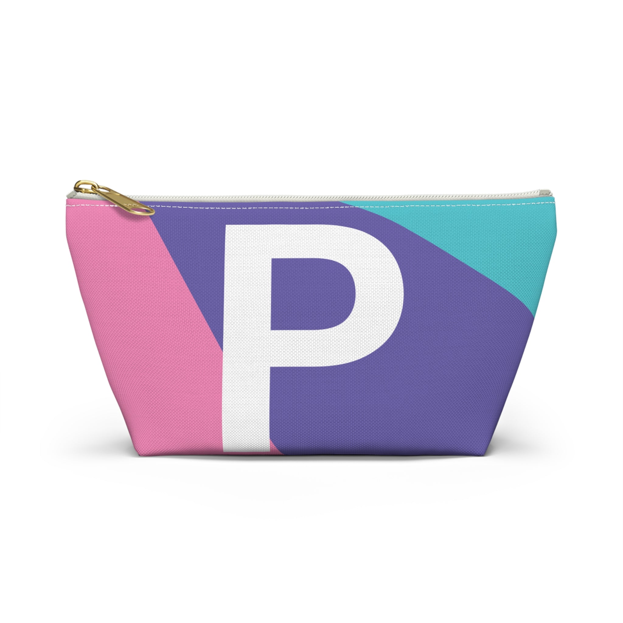 Initials Colorblock Accessory Pouch — Monogram P T-Bottom Cosmetic Bag