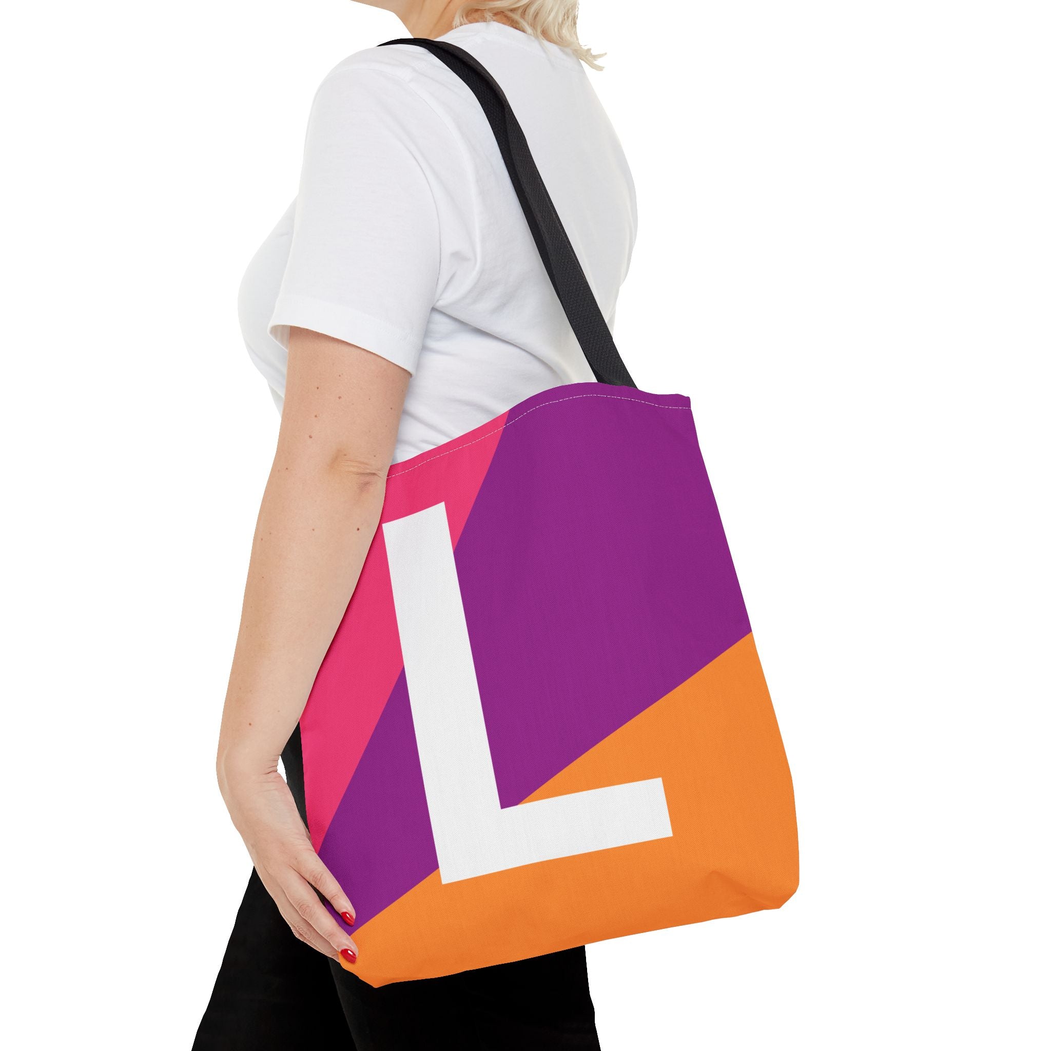 Monogram 'L' Colorblock Tote Bag — Personalized Initial L Shoulder Tote