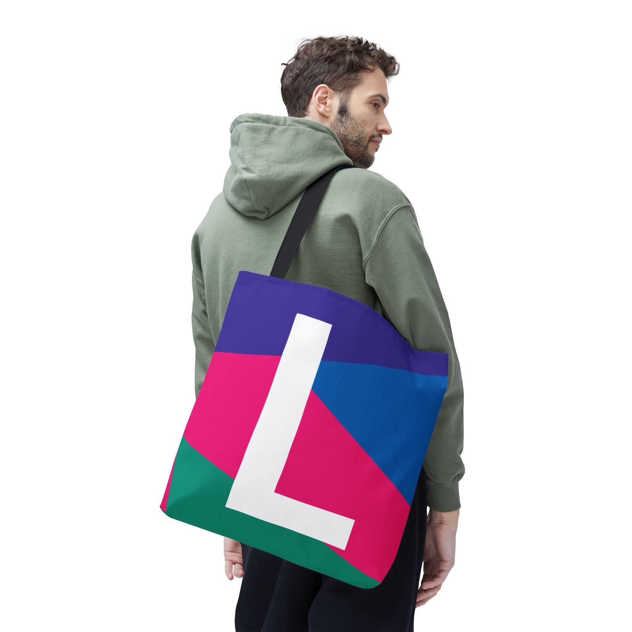 Monogram 'L' Colorblock Tote Bag — Personalized Initial L Shoulder Tote