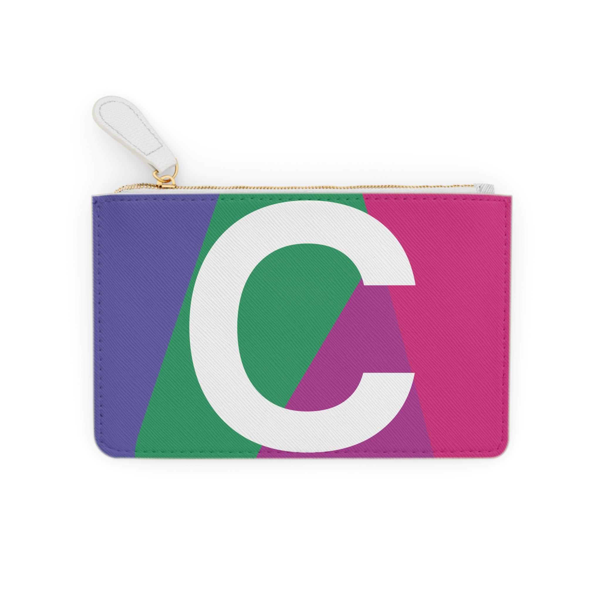 Initial C Mini Clutch — Colorblock Monogram Wristlet Wallet