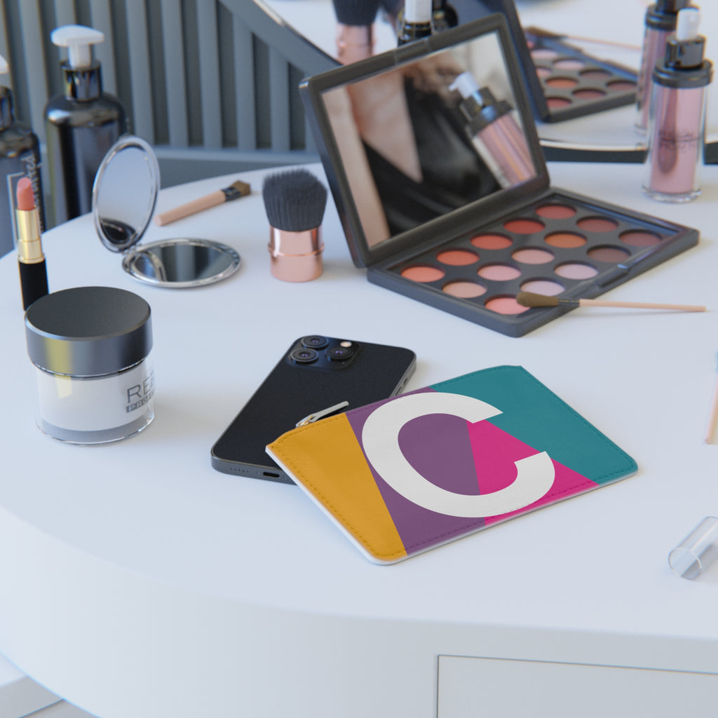 Initial C Mini Clutch — Colorblock Monogram Wristlet Wallet