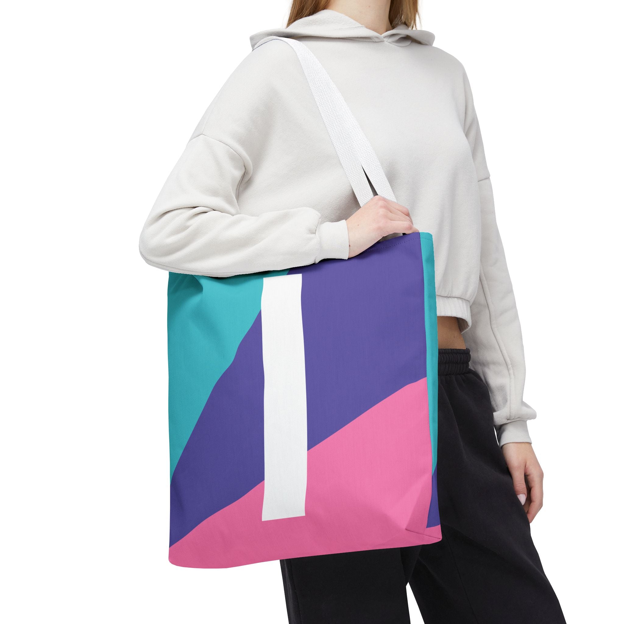 Monogram 'I' Colorblock Tote Bag — Personalized Initial I Shoulder Tote