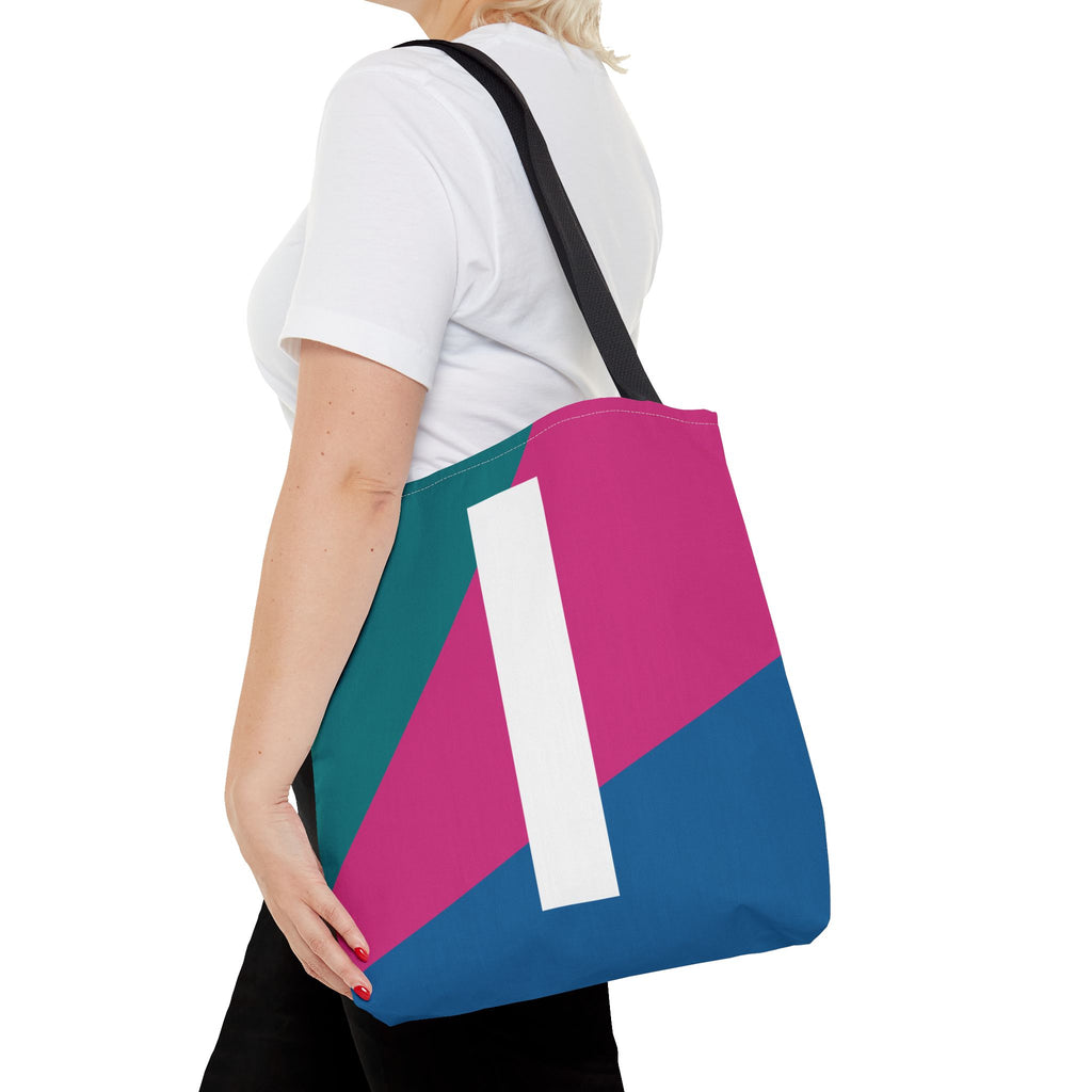 Monogram 'I' Colorblock Tote Bag — Personalized Initial I Shoulder Tote