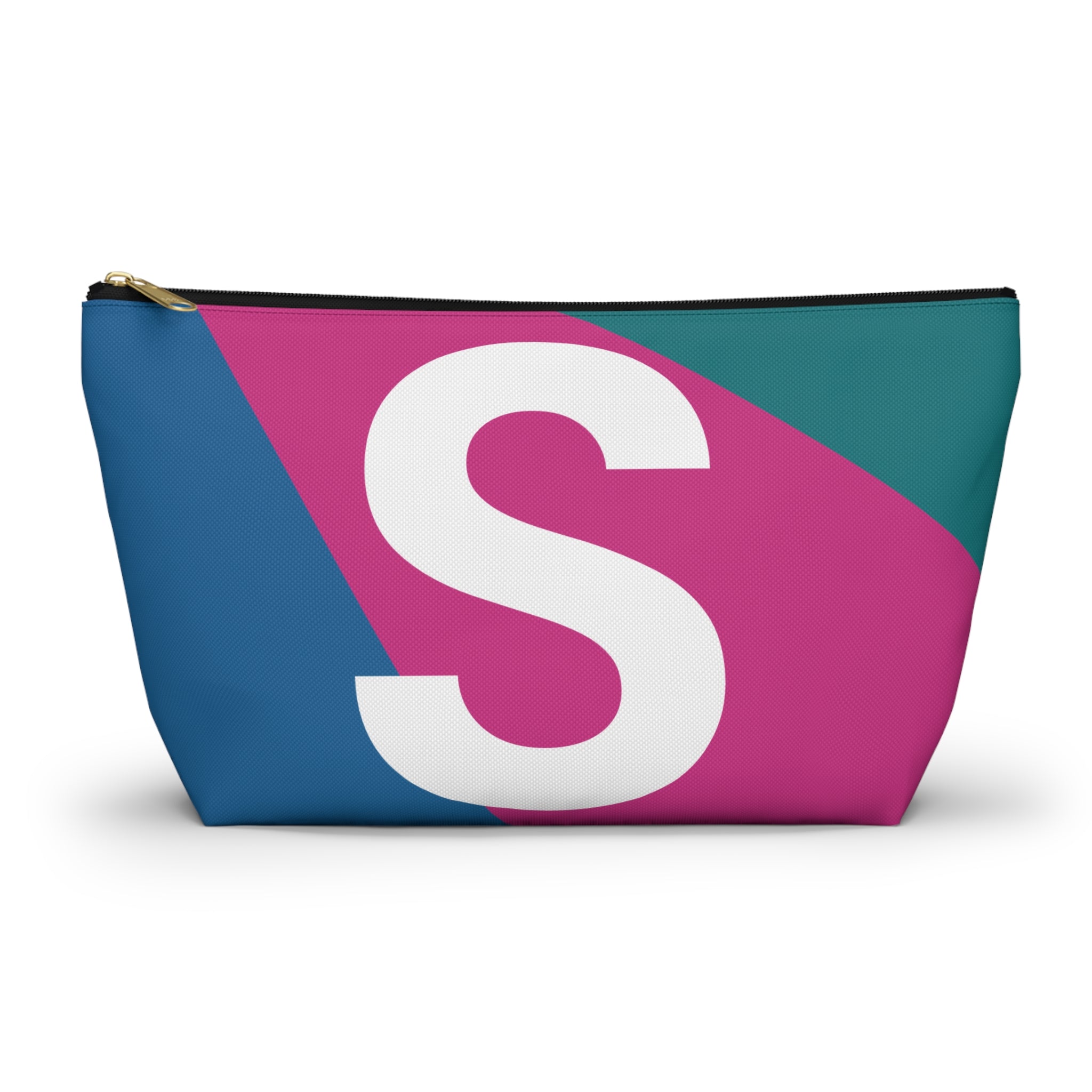 Initials Colorblock Accessory Pouch — Monogram S T-Bottom Cosmetic Bag