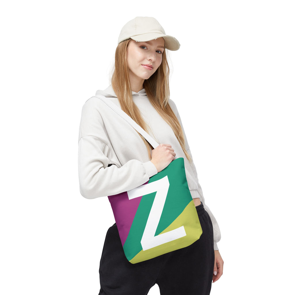 Monogram 'Z' Colorblock Tote Bag — Personalized Initial Z Shoulder Tote