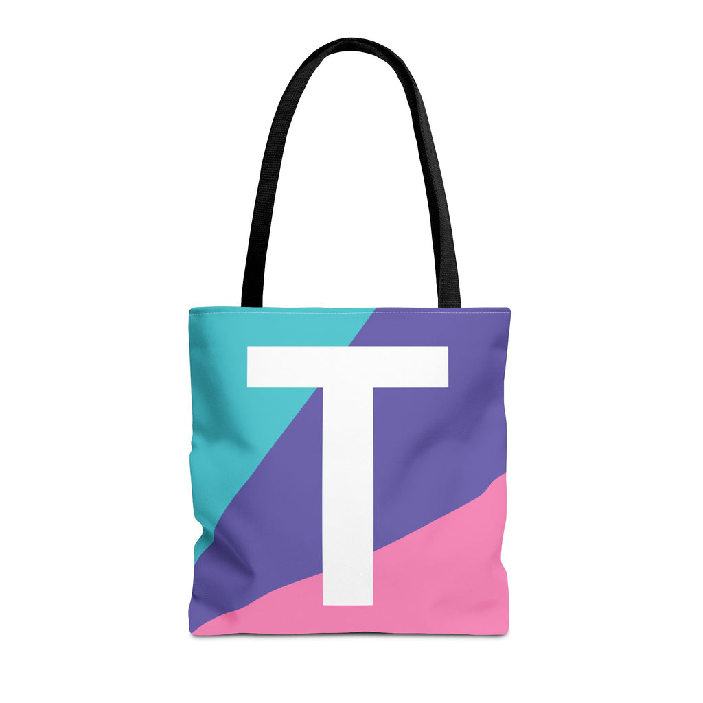 Monogram 'T' Colorblock Tote Bag — Personalized Initial T Shoulder Tote