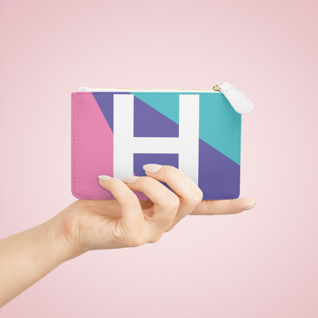 Initial H Mini Clutch — Colorblock Monogram Wristlet Wallet
