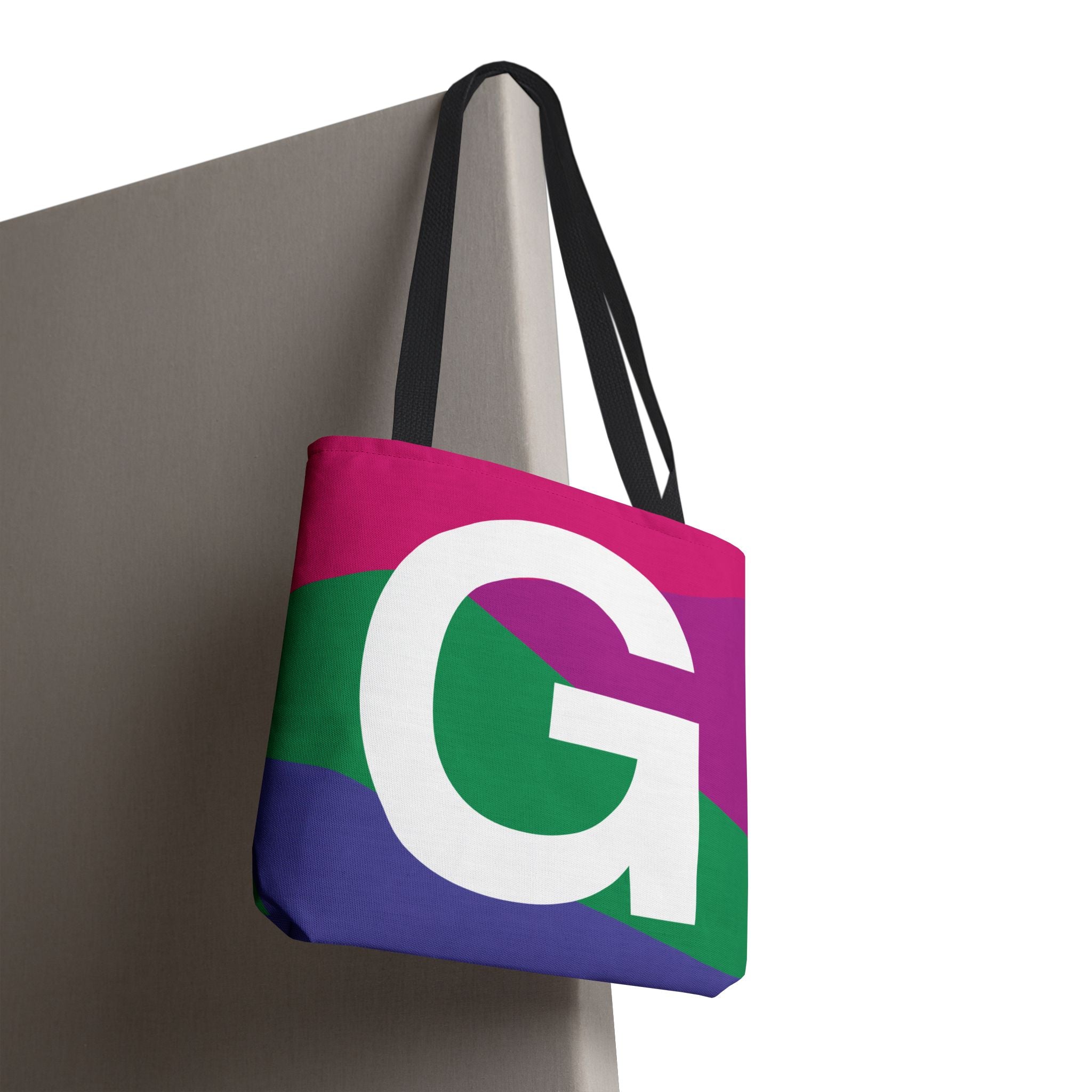 Monogram 'G' Colorblock Tote Bag — Personalized Initial G Shoulder Tote