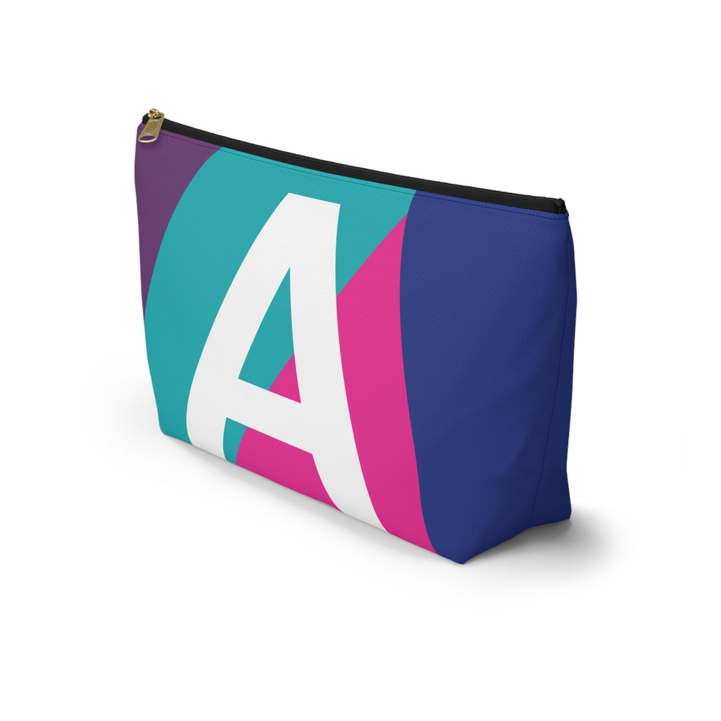 Initials Colorblock Accessory Pouch — Monogram A T-Bottom Cosmetic Bag