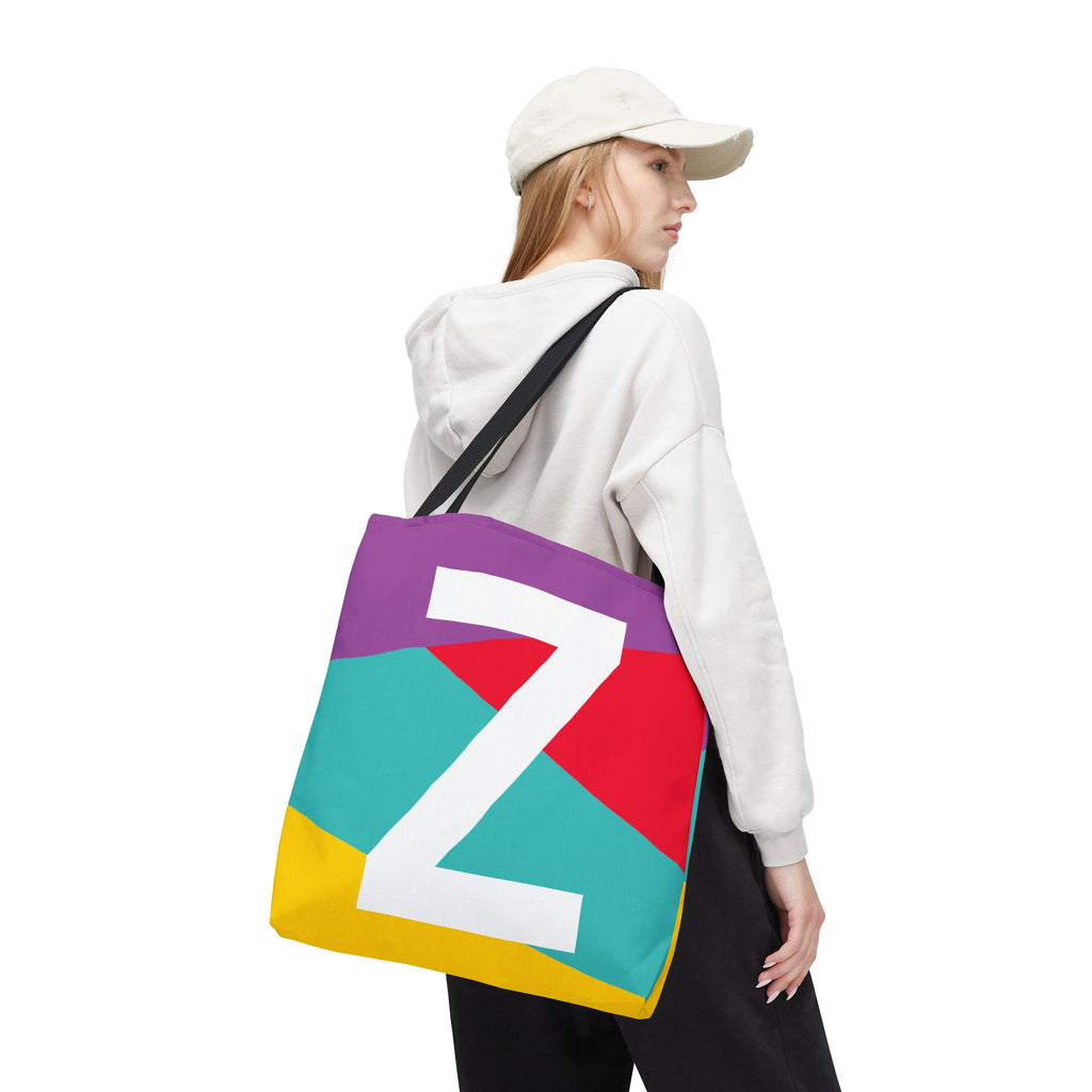 Monogram 'Z' Colorblock Tote Bag — Personalized Initial Z Shoulder Tote