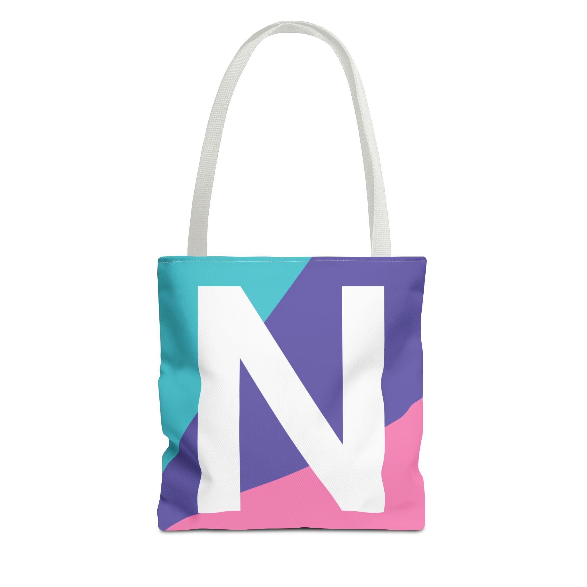Monogram 'N' Colorblock Tote Bag — Personalized Initial N Shoulder Tote