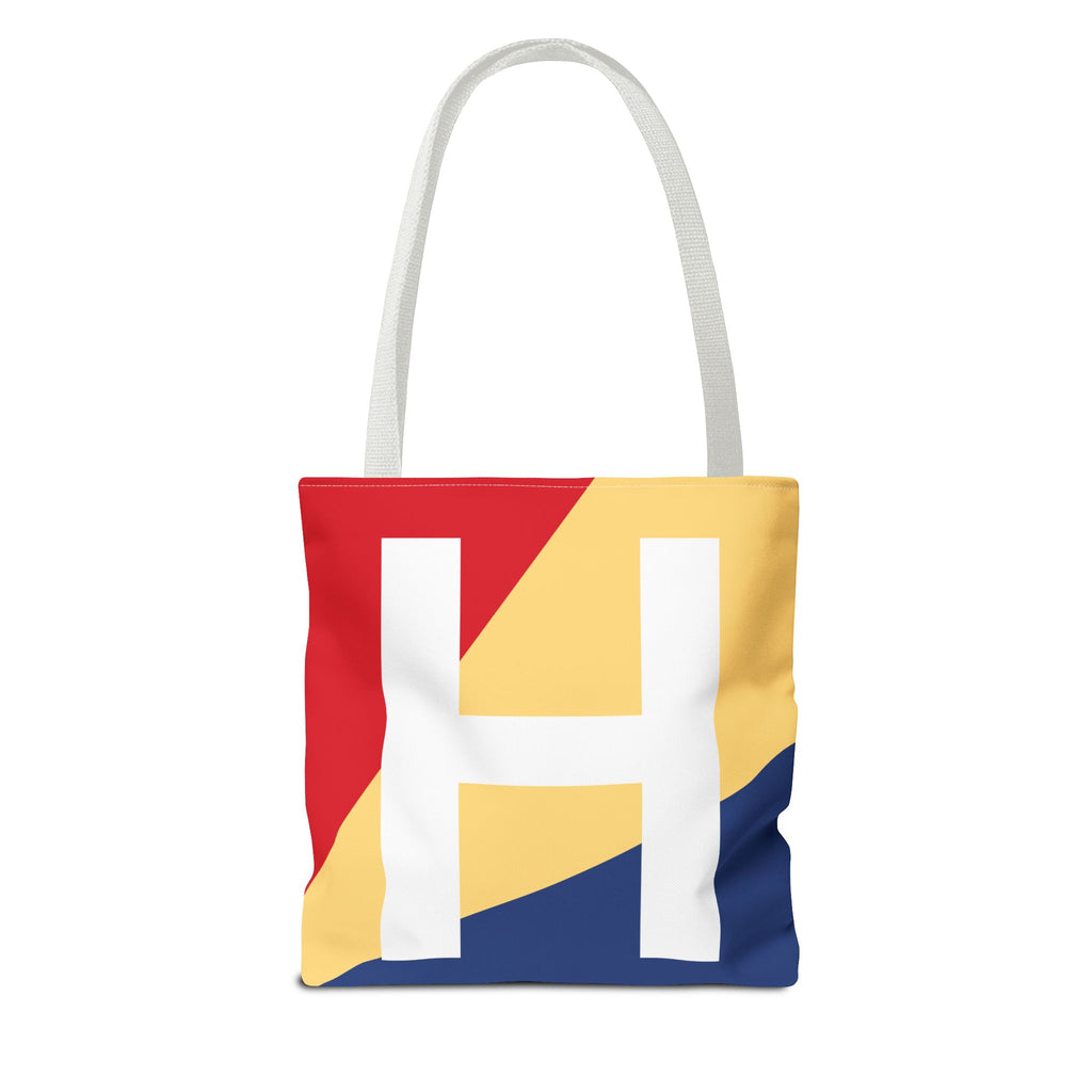 Monogram 'H' Colorblock Tote Bag — Personalized Initial H Shoulder Tote