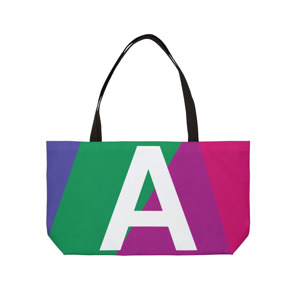 Personalized 'A' Colorblock Tote Bag — Monogram Weekender Tote