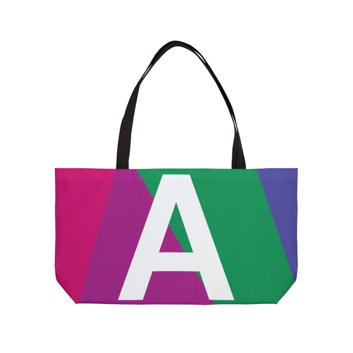 Personalized 'A' Colorblock Tote Bag — Monogram Weekender Tote