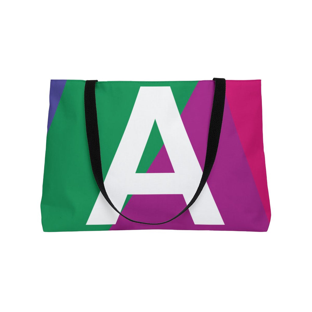 Personalized 'A' Colorblock Tote Bag — Monogram Weekender Tote
