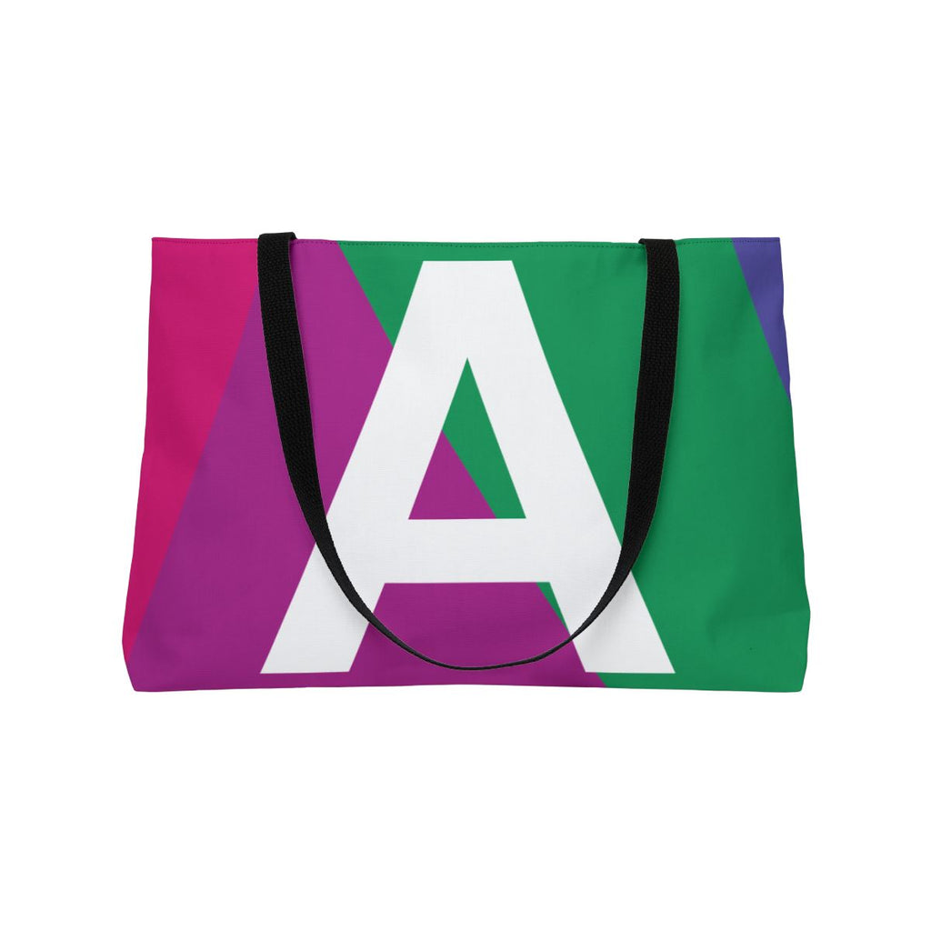 Personalized 'A' Colorblock Tote Bag — Monogram Weekender Tote