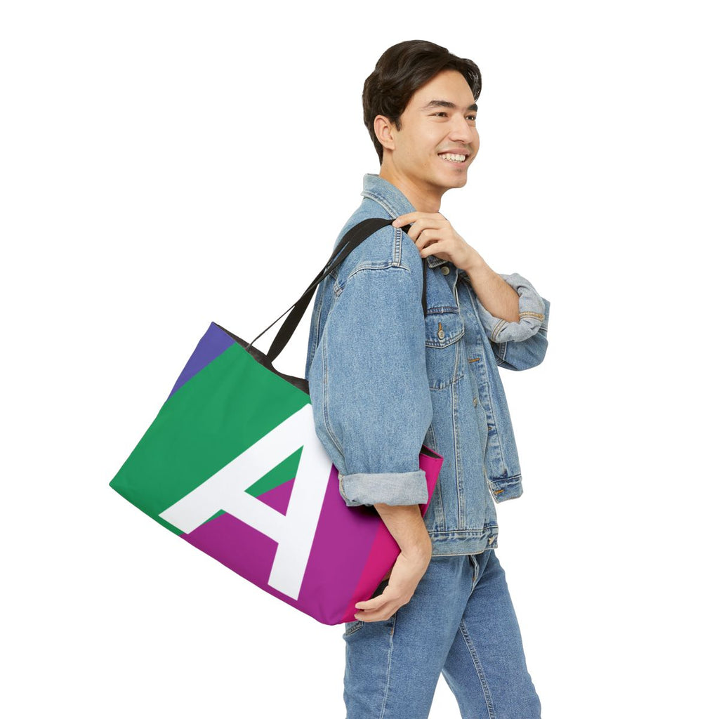 Personalized 'A' Colorblock Tote Bag — Monogram Weekender Tote