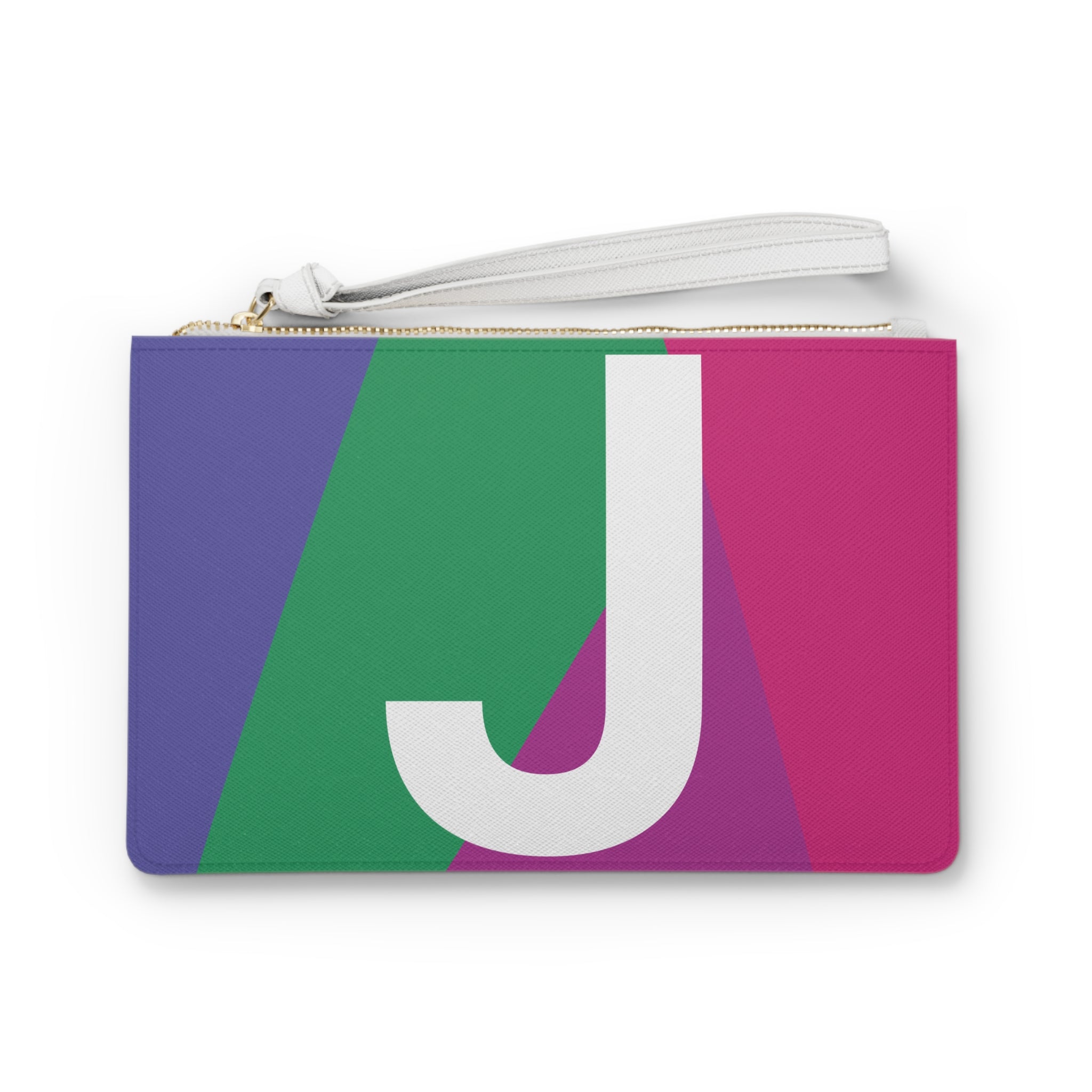 Monogram 'J' Colorblock Clutch Bag — Bold Geometric Wristlet for Everyday & Gifts