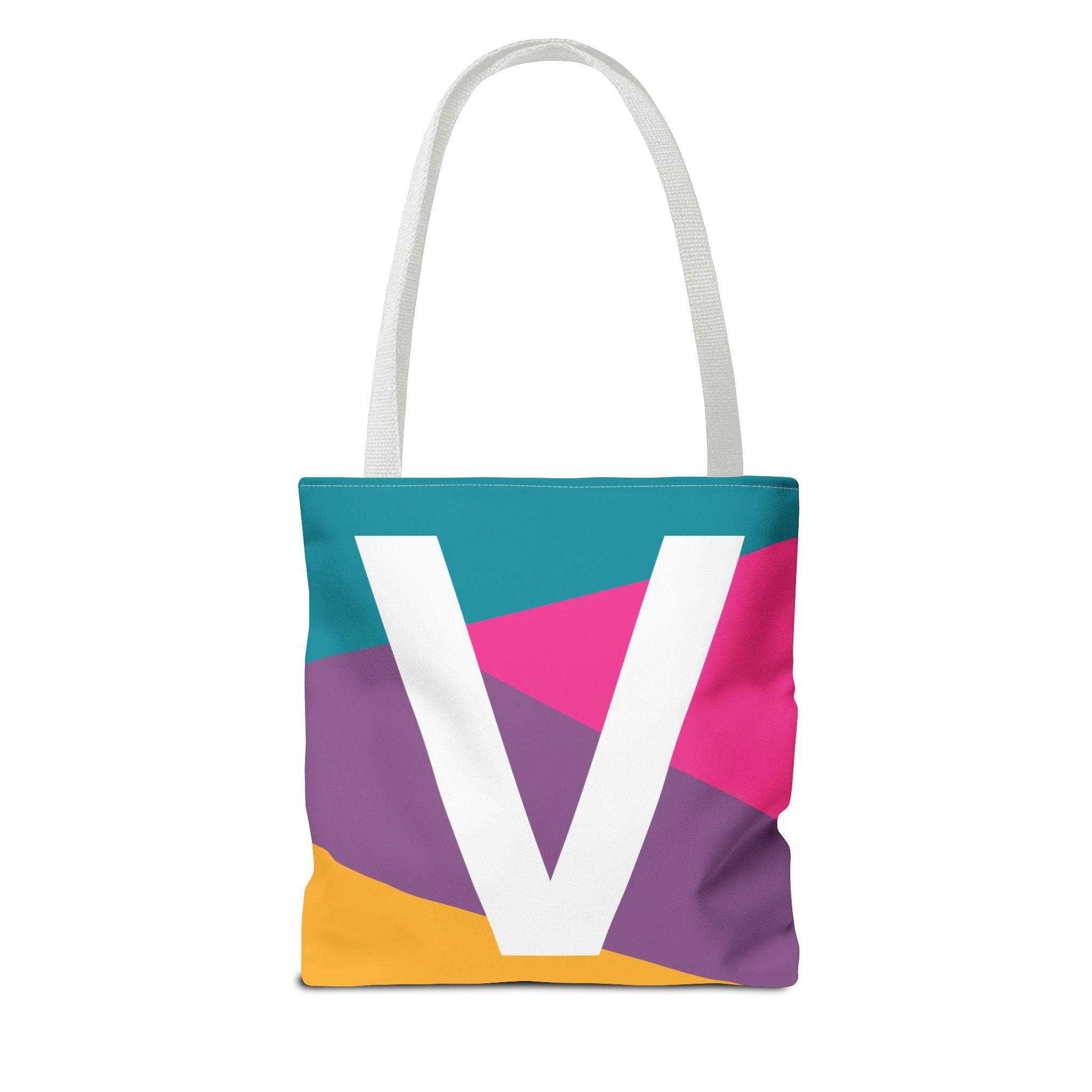 Monogram 'V' Colorblock Tote Bag — Personalized Initial V Shoulder Tote
