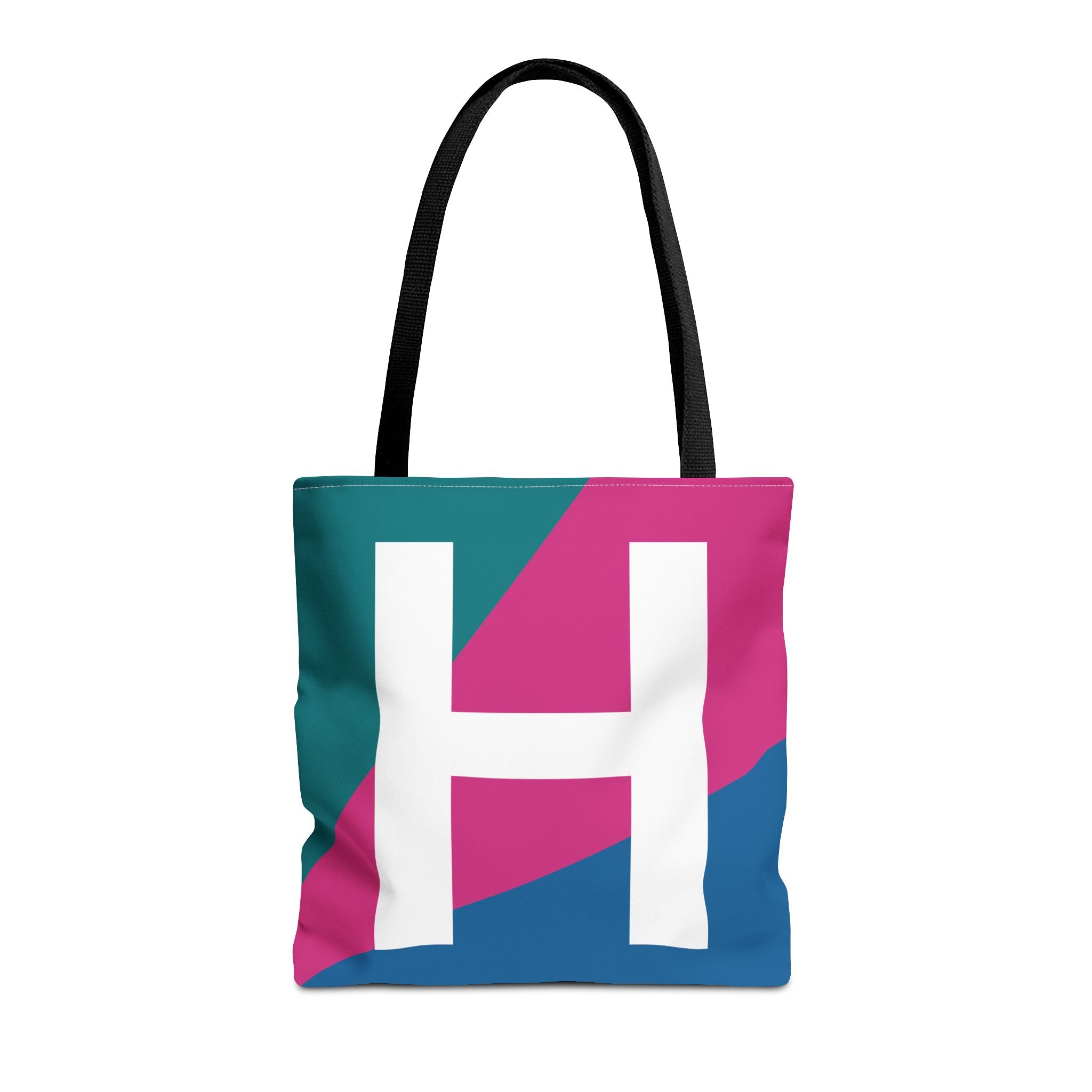 Monogram 'H' Colorblock Tote Bag — Personalized Initial H Shoulder Tote