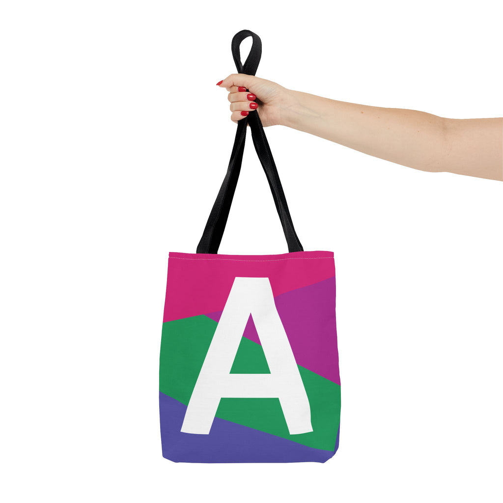 Monogram 'A' Colorblock Tote Bag — Personalized Initial A Shoulder Tote