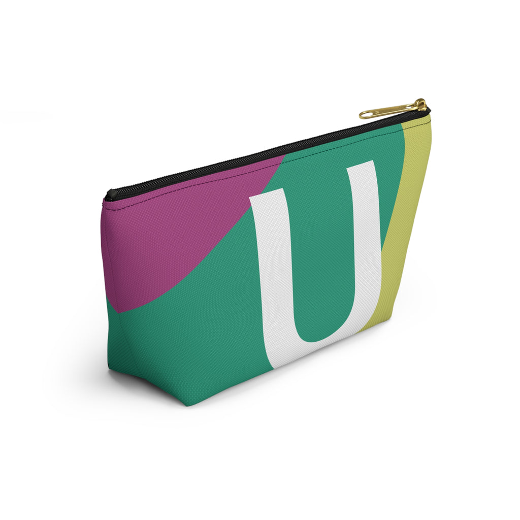 Initials Colorblock Accessory Pouch — Monogram U T-Bottom Cosmetic Bag