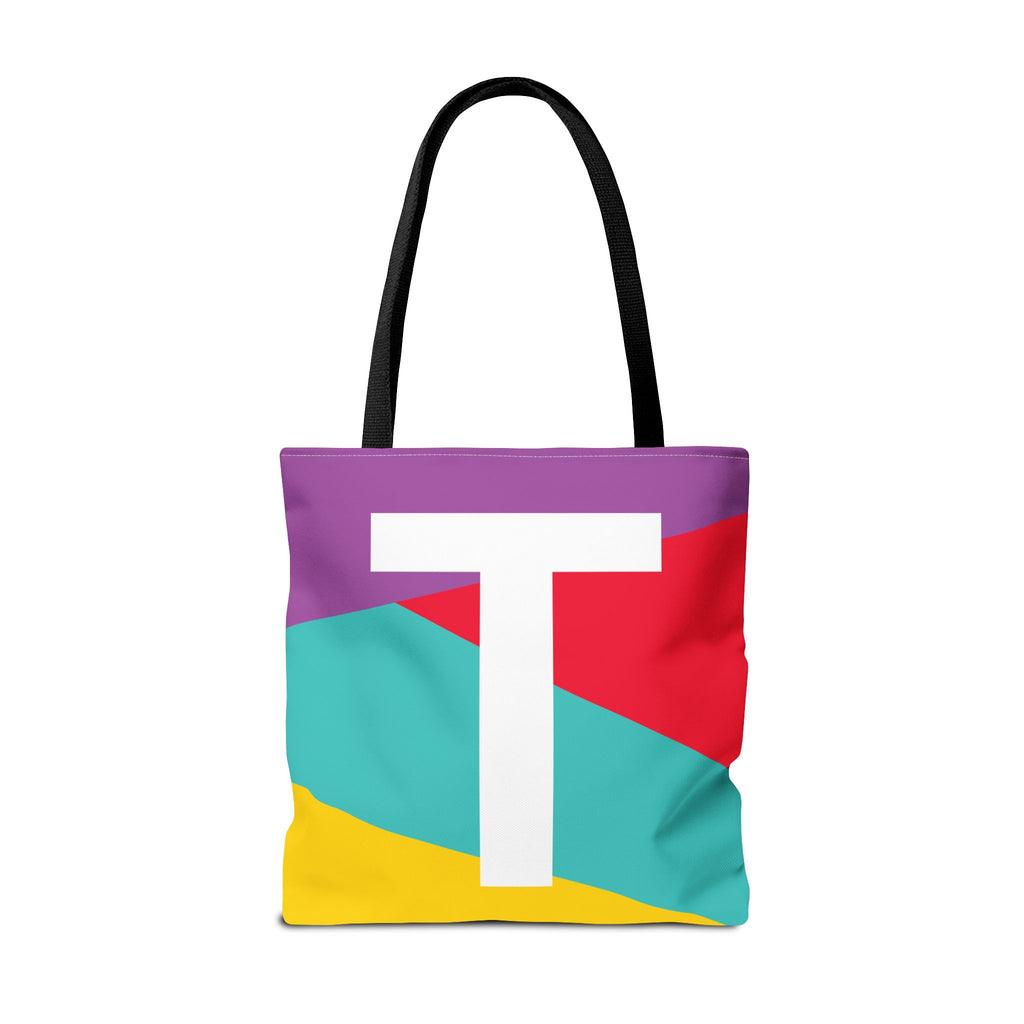 Monogram 'T' Colorblock Tote Bag — Personalized Initial T Shoulder Tote