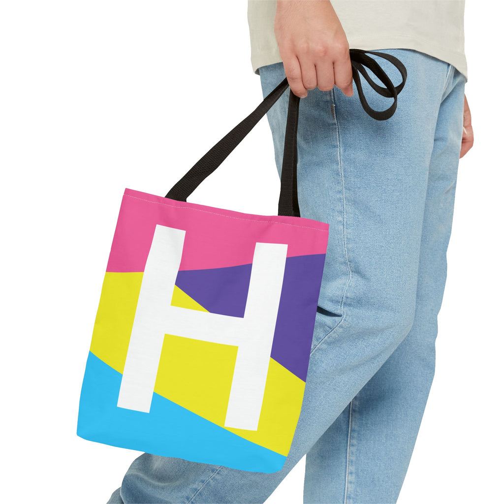 Monogram 'H' Colorblock Tote Bag — Personalized Initial H Shoulder Tote