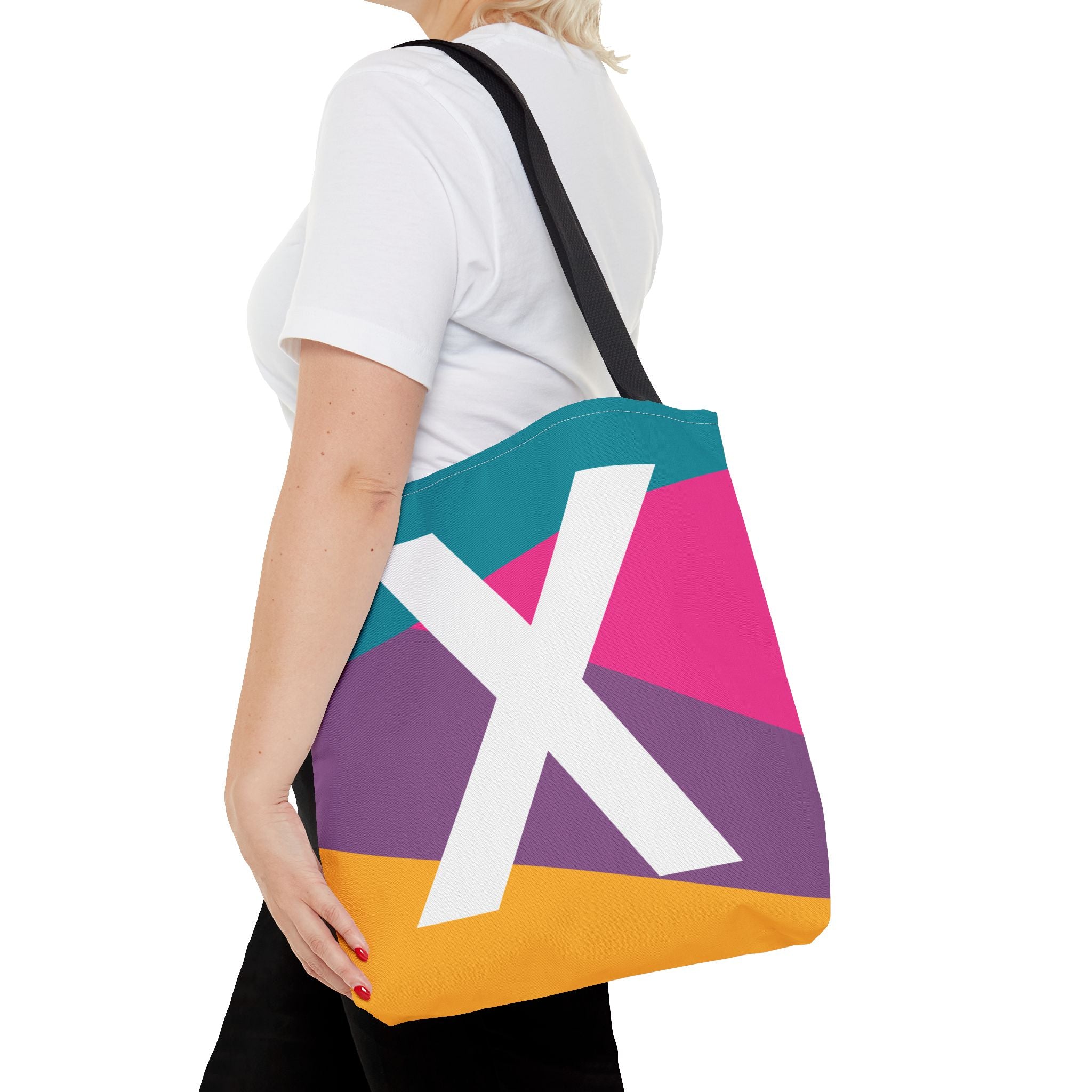 Monogram 'X' Colorblock Tote Bag — Personalized Initial X Shoulder Tote