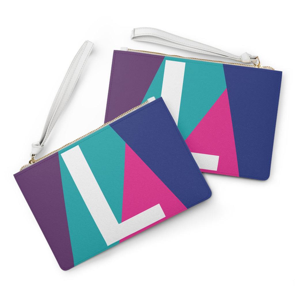 Monogram 'L' Colorblock Clutch Bag — Bold Geometric Wristlet for Everyday & Gifts