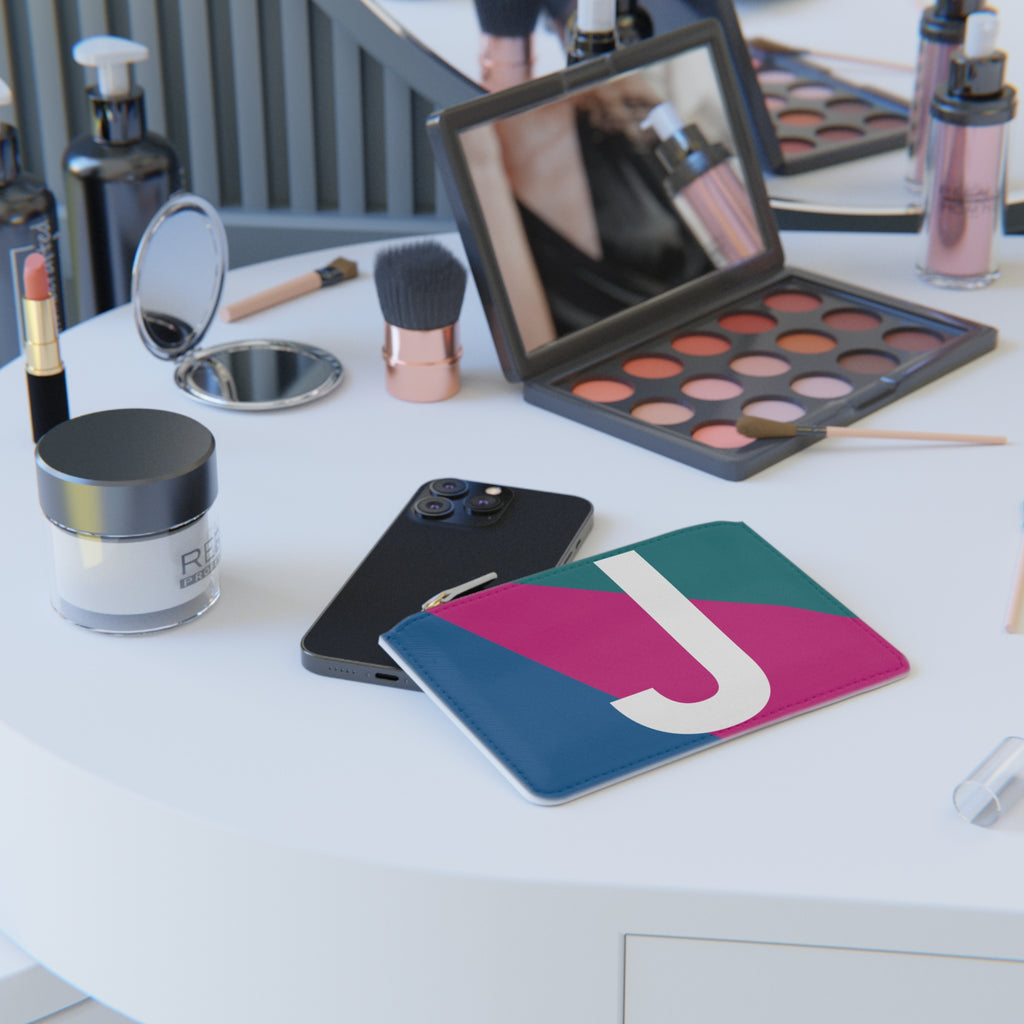 Initial J Mini Clutch — Colorblock Monogram Wristlet Wallet
